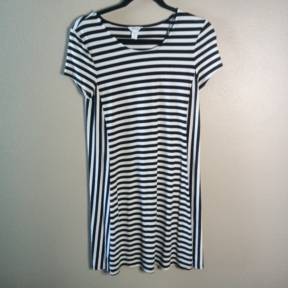 🦋 Intro Striped Slip Dress Black and White Petite PS